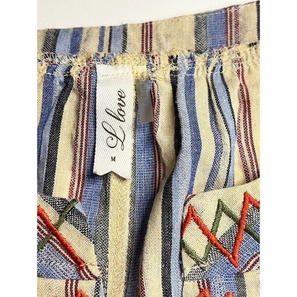 L Love Boutique Striped Colorful Embroidered Sleeveless Halter Tank Womans Sz M - Picture 2 of 5